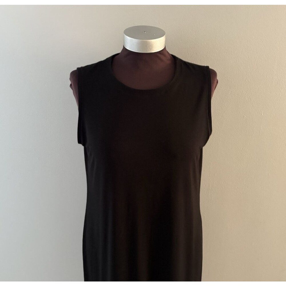 Eileen Fisher Tank Dress Size M Black Viscose Jersey Stretch Knee Length Capsule